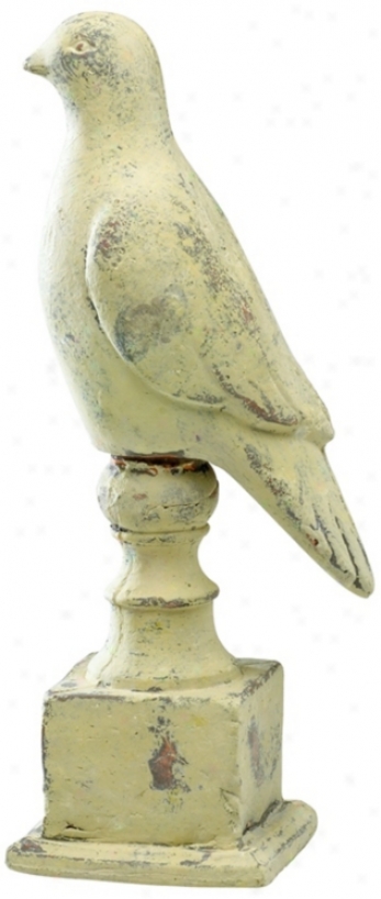 Large Antique French Ivory Bird On Pedestal (v1204)