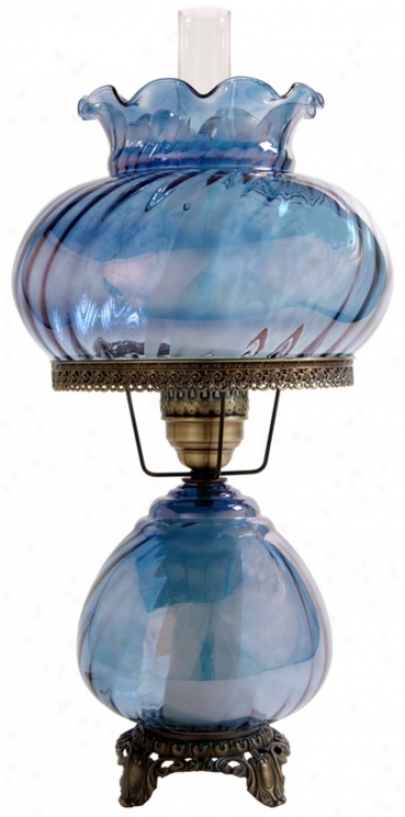 Large Blue Swirl Optic Night Light Hurricane Table Lamp (f7928)