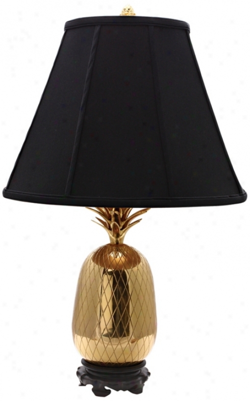 Large Brass And Black Pineapple Table Lamp (j8910)