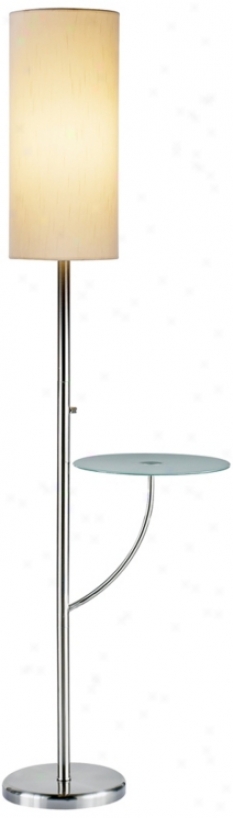 Laurel Satin Steel Tray Table Floor Lamp (r4604)