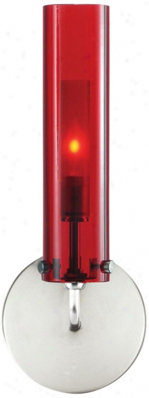 Lbl Top Wall Ii Nickel Red Glass 12" High Wall Sconce (x6398)