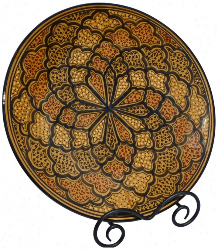 Le Souk Ceramique Honey Design Golden Brown Round Platter (x9808)