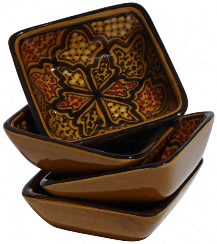 Le Souk Ceramique Honey Set Of 4 Square Sauce Dishes (x9792)
