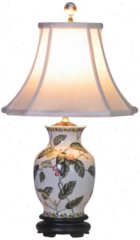 Leaf Motif Porcelain Jar Vase Table Lamp (g7001)