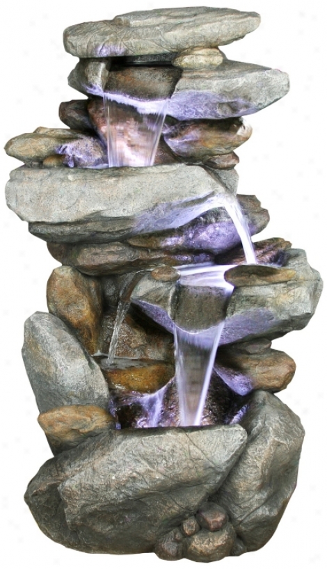 Led Rock Waterfall Outdoor Fountain (x3696)