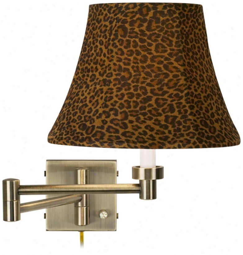 Leopard Shade Antique Assurance Plug-in Swing Arm Wall Lamp (37857-t1103)