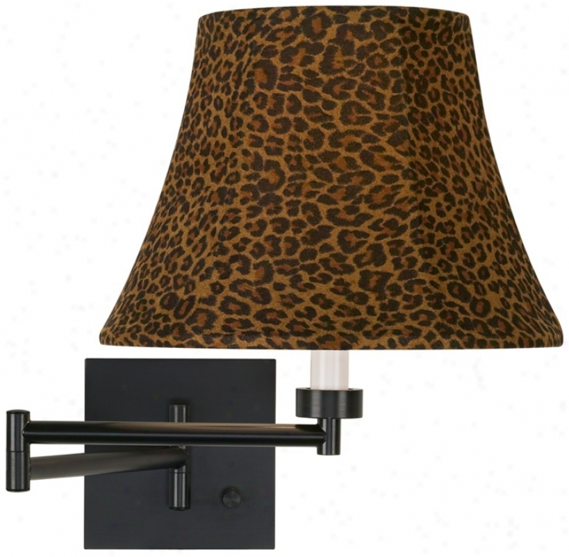 Leopard Shade Espresso Bronze Plug-in Swing Arm Wall Lamp (79412-f1103)