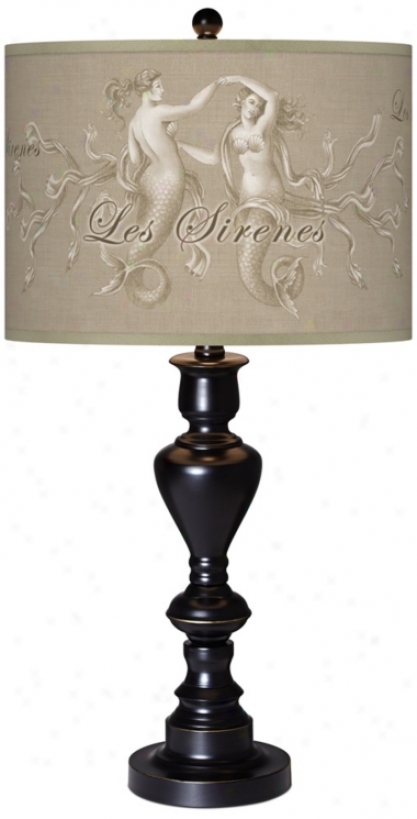 Les Sirenes Natural Giclee Glow Black Bronze Flat Lamp (x0022-x2967)