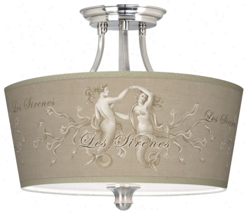 Les Sirenes Natural Tapered Drum Giclee Ceiling Light (m1074-t9337)