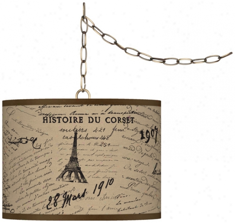 Letters To Paris Giclee Glow 13 1/2" Brass Swag Pendant (w7782-x9360)