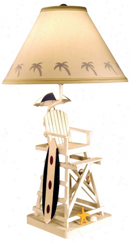 Lifeguard Chair And Surfboard Table Lamp (69314)