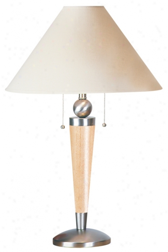 Light Oak Finish With Brushed Nickel Table Lamp (58596)