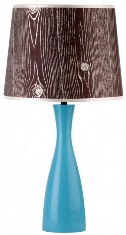 Lights Up! Faux Bois Shade Blue Osacr 24" High Table Lamp (t3992)