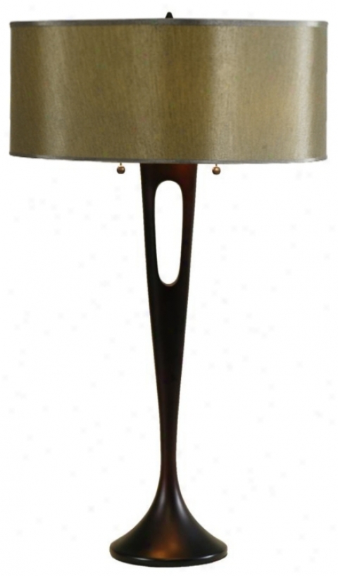 LightsU p! French Mod Bronze Driftwood Silk Table Lamp (99277)
