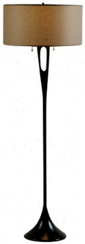 Lights Up! French Mod Bronze Upon Cocoa Shade Floor Lamp (99694)