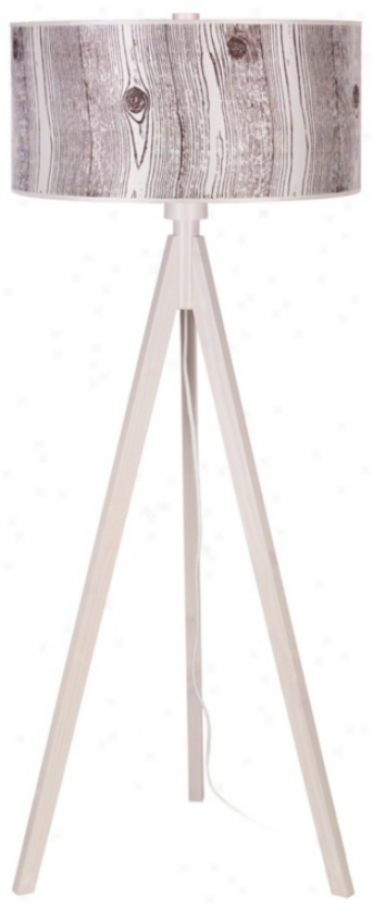 Lights Up! Woody Pickled Faux Bois Shade Floor Lamp (t2981)