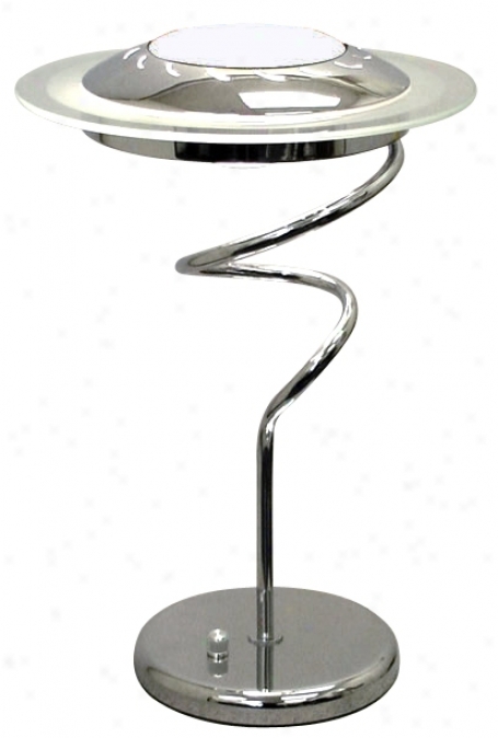 Flower Source Chrome Twist With Frosted Glass Shade Desk Lamp (94863)