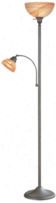 Lite Source Marblesk Torchiere Floor Lamp By the side of Reading Light (v1419)