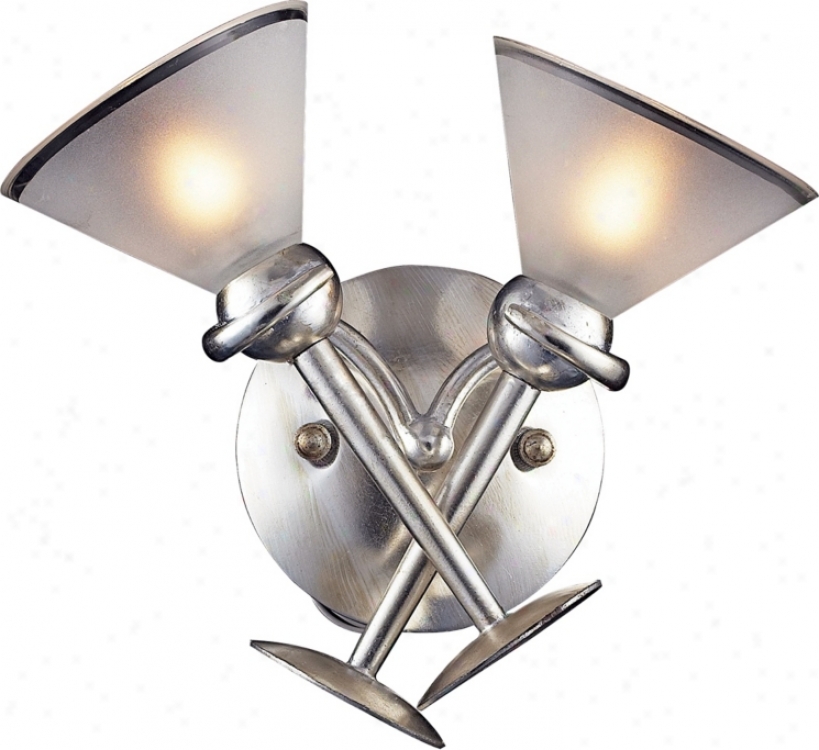 Martini Glass Silver Leaf Finish 2-light Wall Sconce (32061)