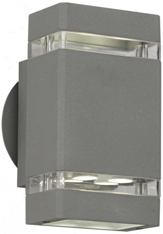 Matte Silver Gray 8" High Led Up/down Exterior Wall Light (r7824)