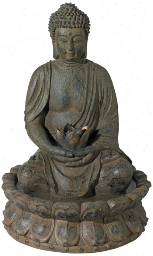 Meditating Buddha Antique Bronze Led Lighted Fountain (r6054)