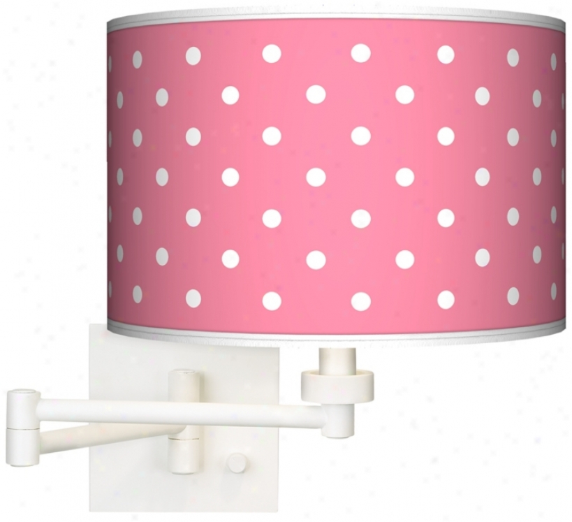 Mini Dots Pink Giclee White Swing Arm Wall Light (h6558-m6030)