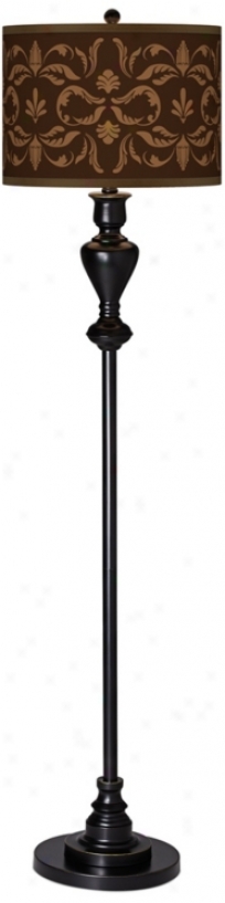 Mocha Flourish Giclee Glow Black Bronze Floor Lamp (w9956-x2920)