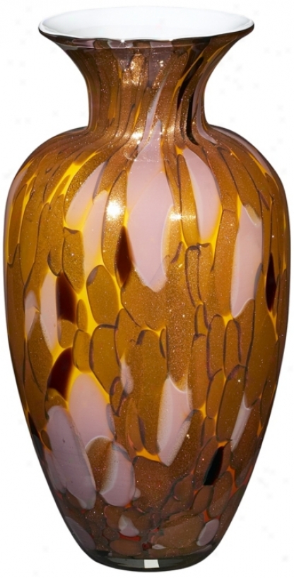 Modern Glass 13" High Large boiler Lavemder Amber Glass Vase (t3906)