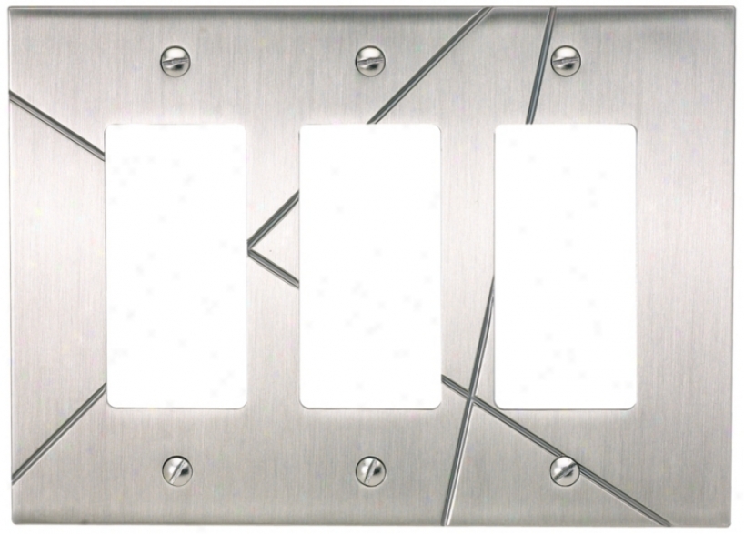 Modernist Brushed Nickel Tdiple Rocker Wall Plate (79151)