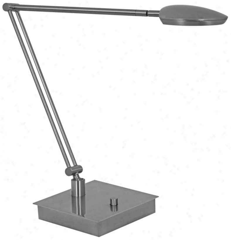 Mondoluz Pelle Angle Platinum Square Base Led Desk Lamp (v1564)
