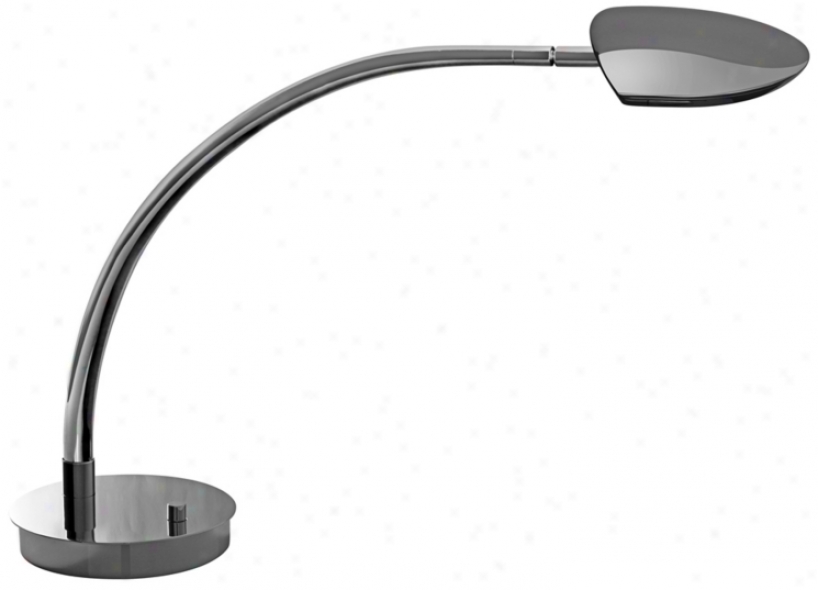 Mondoluz Pelle Curve Chromium Round Base Led Desk Lamp (v1526)