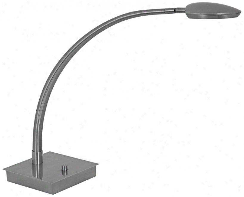 Mondoluz Pelle Curve Platinum Square Base Led Desk Lamp (v1569)