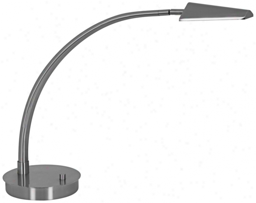 Mondoluz Ronin Curve Platinum Round Base Led Desk Lamp (v1470)