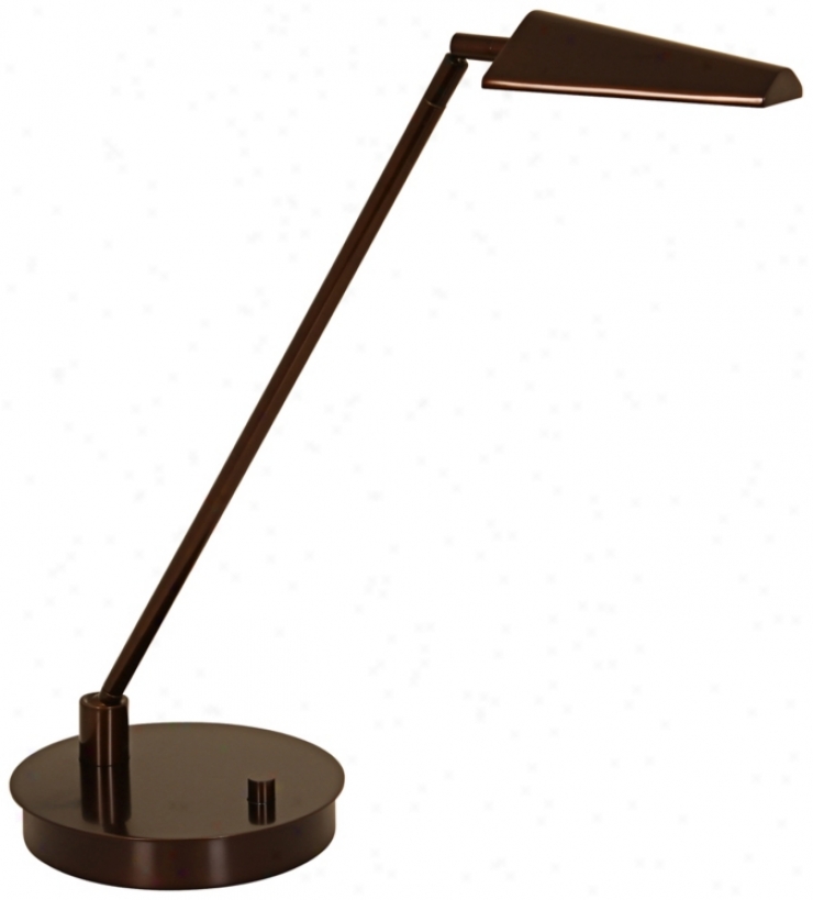 Mondoluz Ronin Straight Bronze Round Base Led Desk Lamp (v1459)