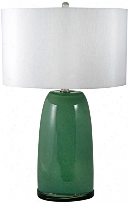 Mouth-blown Green Glass Table Lamp (v2534)