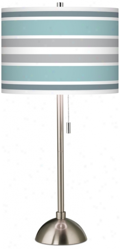Multi Color Stripes Giclee Brushed Steel Table Lamp (60757-x4207)