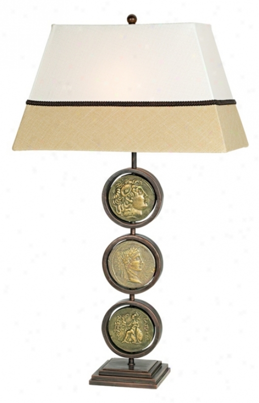Public Geoographic Roman Coins Table Lamp (h1553)