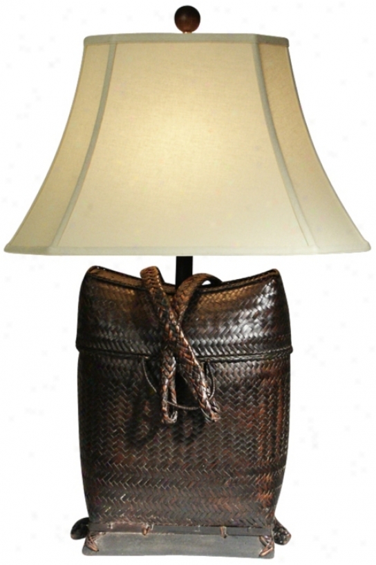 Natural Light Backpack Woven Table Lamp (p5255)
