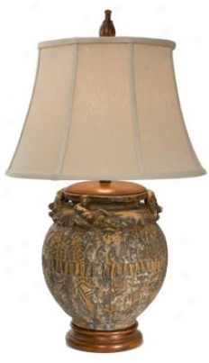 Natural Light Galicia Ceramic And Wood Table Lamp (p5225)