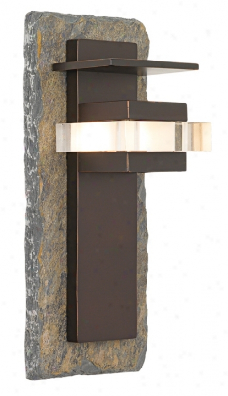 Natural Slate And Bronze 19" High Outodor Wall Light (67343)
