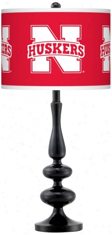 Nebrasak Huskers Varnish Black Tablw Lamp (n5714-y7333)