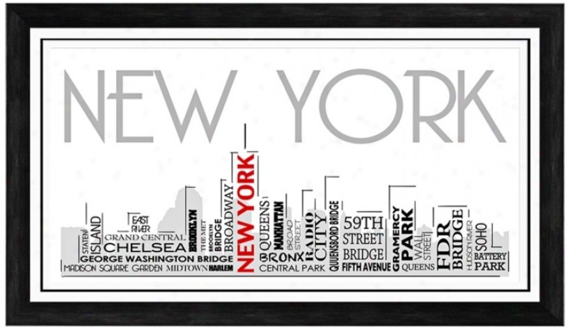 New York City Skyline 28 1/2" Wide Framed Wapl Art (w9315)
