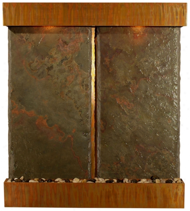 Nojoqui Falls Dual Panel Copper And Slate Wall Fountain (f9005)