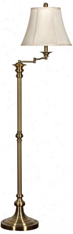 Nora Antique Brass Swing Arm Floor Lamp (v9094)