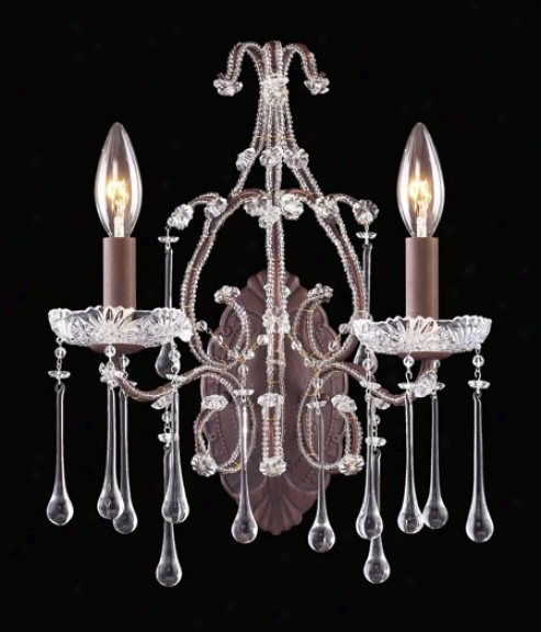 Opulence Pair Light Bronze Clear Crystal Wall Sconce (04647)