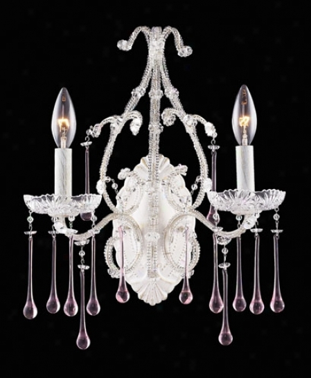 Opulence Two Lighy Whit Rose Crystal Wall Sconce (04477)