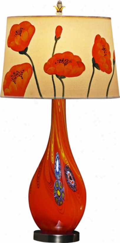 Orange Glow Poppy Protection Millefiore Practical knowledge Glass Table Lamp (37126)