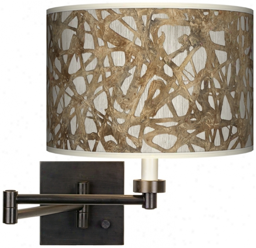 Organic Nest Giclee Dark Bronze Plug-in Swing Arm Wall Light (h6553-t5886)