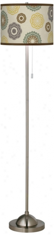 Ornamental Linen Shade Brushed iNcmel Floor Lamp (99185-t6604)