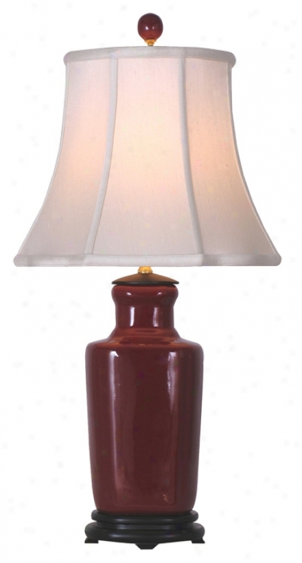 Oxblood Red Porcelain Slim Vase Table Lamp (j4968)